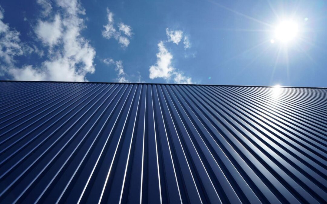 metal roof and cloudy sky