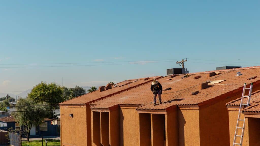 A home with tie roof in Phoenix AZ undergoing Phoenix Winter Roof Preparation