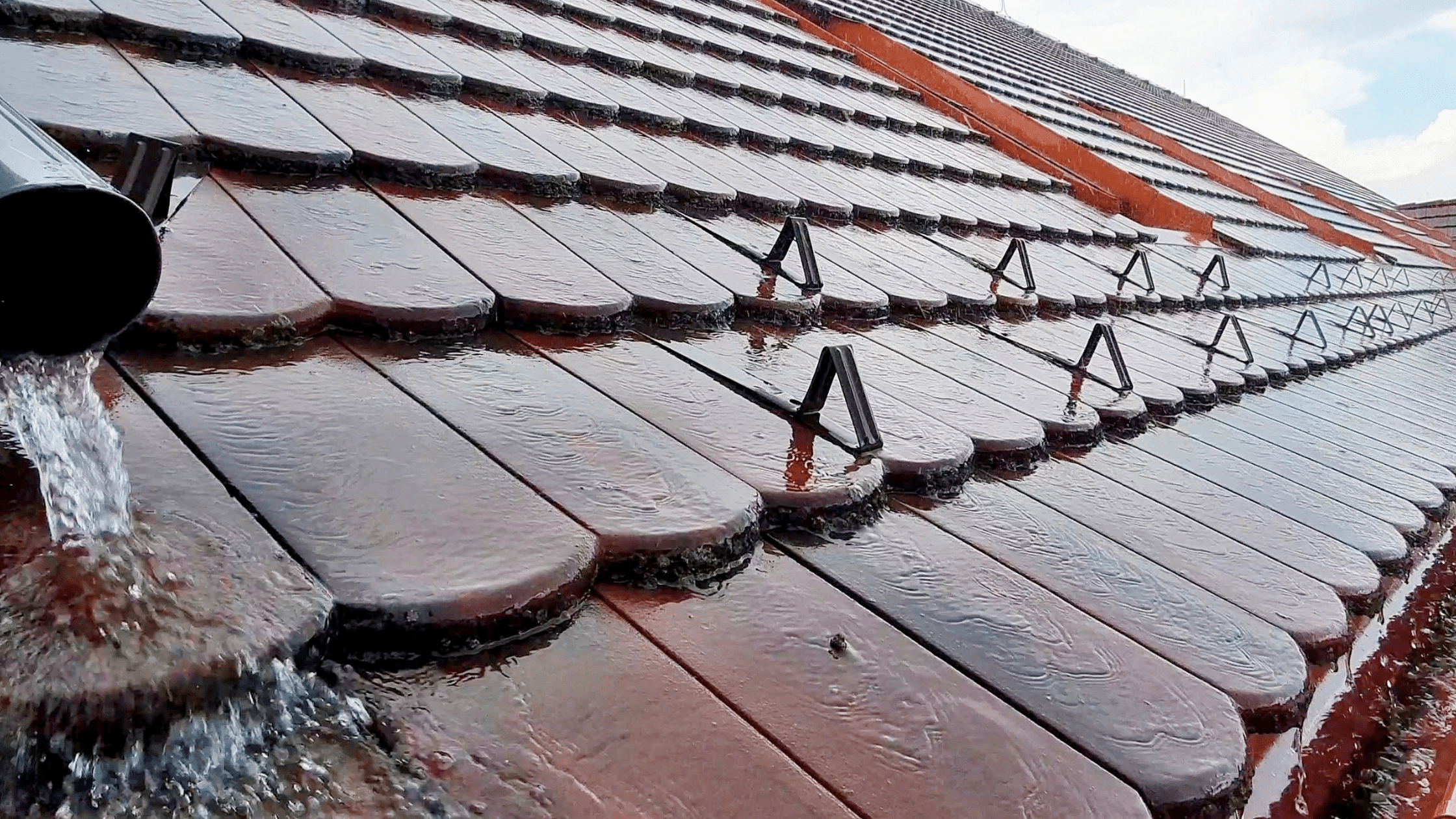 A tile roof in phoenix az is bombarded by winter rains.