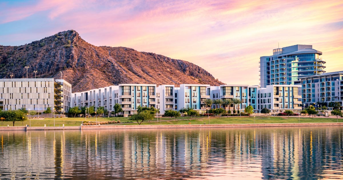 Commercial buildings and apartment complexes in Tempe