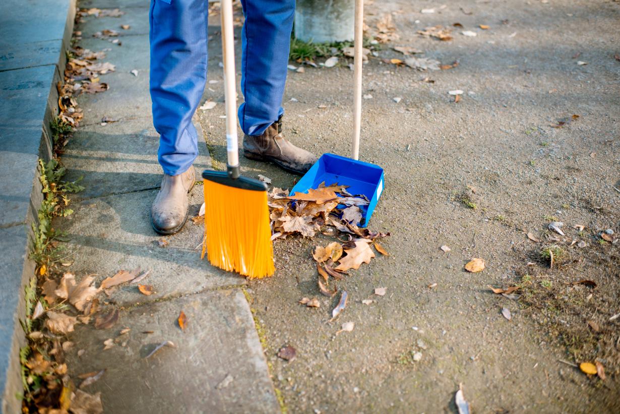 Sweeping leaves